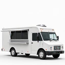 Chef preparing food inside a mobile catering food truck at an event
