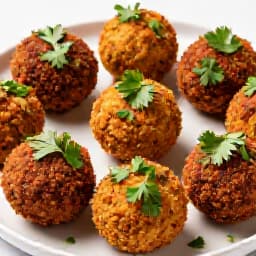 Crispy and fresh falafel platter with vibrant herbs, a classic Mediterranean delight from Beluga Restaurant in San Francisco, perfect for catering or dine-in.