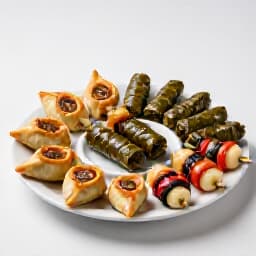 Delicious spread of authentic Russian, Armenian, and Mediterranean cuisine for private event catering in San Francisco. A beautifully arranged buffet table showcases a variety of appetizers, main courses, and desserts ready for guests.