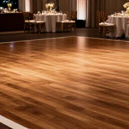 Spacious wedding reception venue dance floor with beautiful ambient lighting at Beluga Banquet Hall in San Francisco, perfect for guests to celebrate.