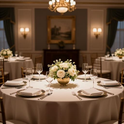Elegant banquet hall set up for a private event, showcasing tables, chairs, and sophisticated decor. A perfect event space for large gatherings and celebrations.