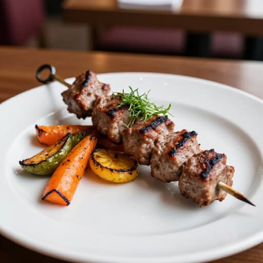Beautifully presented A La Carte dishes from Beluga Restaurant, showcasing diverse Russian, Armenian, and Mediterranean cuisine in San Francisco. The table is elegantly set with various individual plates.