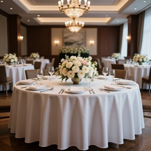 Elegant Reception Hall at Beluga Restaurant & Banquet Hall in San Francisco. A beautifully set event space with sophisticated decor, ready for a grand celebration, highlighting customizable lighting and flexible layout.