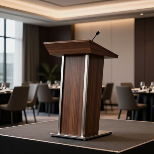 Professional setup for a corporate event seminar at Beluga Restaurant & Banquet Hall in San Francisco. A clean and modern conference room with tables and chairs, ready for a business meeting or presentation.