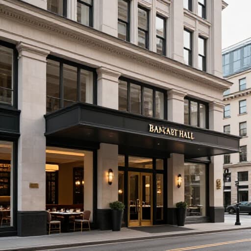 Exterior of Beluga Restaurant & Banquet Hall on Geary Blvd in San Francisco. The image shows the elegant facade of the venue, with its distinctive signage and welcoming entrance, located on a bustling city street.
