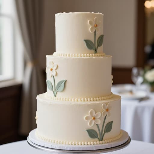 Exquisite Specialty Cakes Custom-Designed for Celebrations in San Francisco. A beautifully decorated multi-tiered wedding cake with delicate floral accents, showcased in an elegant banquet hall setting at Beluga Restaurant & Banquet Hall.
