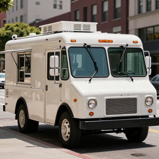 A vibrant food truck serving diverse cuisine at an outdoor event in San Francisco, with guests enjoying freshly prepared meals. This highlights Beluga