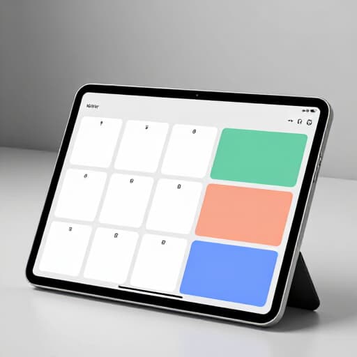 Streamlined Live Band Booking Process for Events in San Francisco. A professional event coordinator assisting a client in selecting a live band for an event, showing enthusiasm and a variety of band profiles on a tablet, with musical instruments faintly in the background.