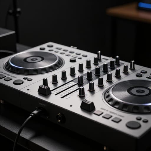Professional DJ mixing music at an event in San Francisco. A dynamic DJ setup with lights and a crowd enjoying the live music, perfect for any party or celebration.
