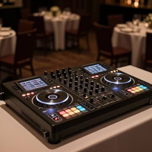 Vibrant San Francisco event featuring a live band and elegant entertainment setup. A band performing on stage with professional lighting, creating a lively atmosphere for guests at a banquet hall event.