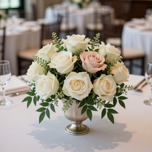 Elegant San Francisco wedding reception setting with guests and decor. A beautifully arranged banquet hall, showcasing a formal dining setup, perfect for a memorable marriage reception.