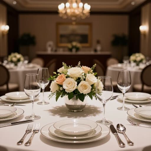 Elegant wedding reception setup at Beluga Banquet Hall in San Francisco, featuring beautifully decorated tables, floral arrangements, and ambient lighting, perfect for unforgettable celebrations.