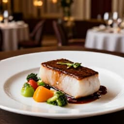Elegant banquet menu with custom design and culinary dishes. A beautifully arranged table setting with gourmet dishes, showcasing custom menu options for events at Beluga Restaurant & Banquet Hall in San Francisco.