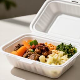 Delicious authentic cuisine packaged for takeout and delivery in San Francisco. A spread of Russian, Armenian, and Mediterranean dishes ready for an exquisite off-premises dining experience.