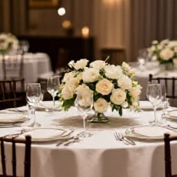 Elegant wedding reception setup in San Francisco, featuring beautifully decorated tables and ambient lighting, perfect for a dream celebration at Beluga Banquet Hall.