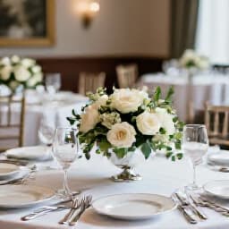 Beautifully set table in a San Francisco wedding reception venue, ready for a personal tour. The elegant decor and inviting ambiance showcase the perfect setting for unforgettable celebrations.