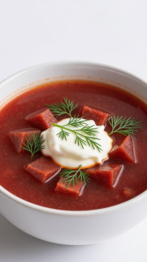A beautifully arranged spread of authentic Russian cuisine, featuring traditional dishes like Pelmeni, Borscht, and salads on an elegant table setting. The vibrant colors and careful presentation highlight the rich culinary heritage available at top Russian restaurants in San Francisco.