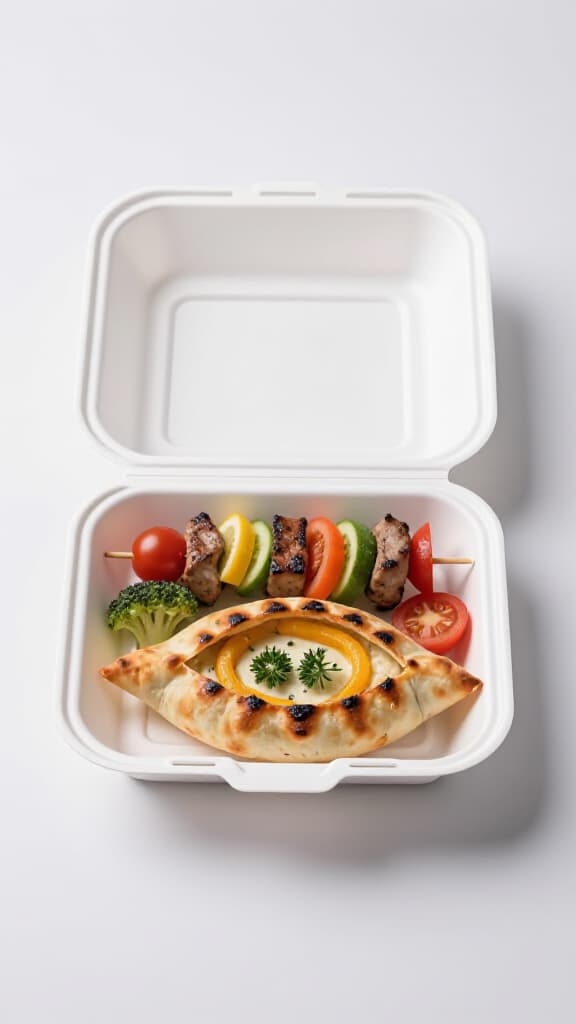 Delicious takeout meal from Beluga Restaurant in San Francisco, featuring authentic Russian, Armenian, and Mediterranean dishes ready for delivery or pickup.