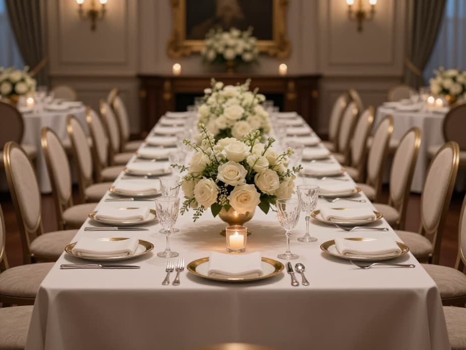 Wedding reception in elegant banquet hall in San Francisco