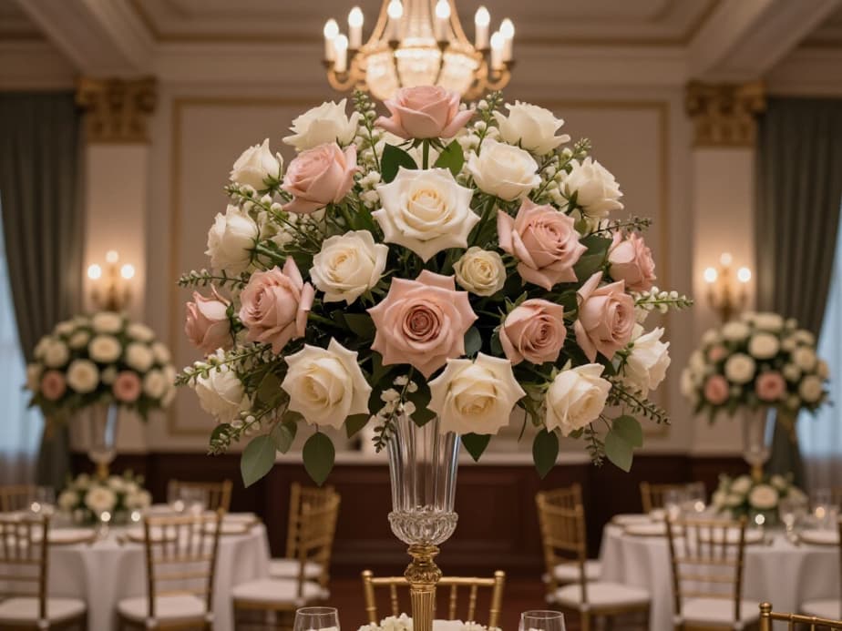 Beautiful wedding reception hall at Beluga Restaurant & Banquet Hall in San Francisco, ready for an unforgettable celebration.