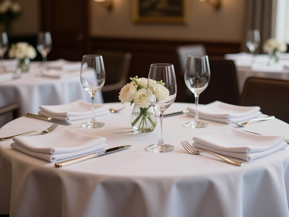Beluga Restaurant & Banquet Hall Interior Dining Area. A panoramic view of the elegant dining room at Beluga Restaurant & Banquet Hall, set for an authentic culinary experience in San Francisco, featuring warm lighting and inviting decor.