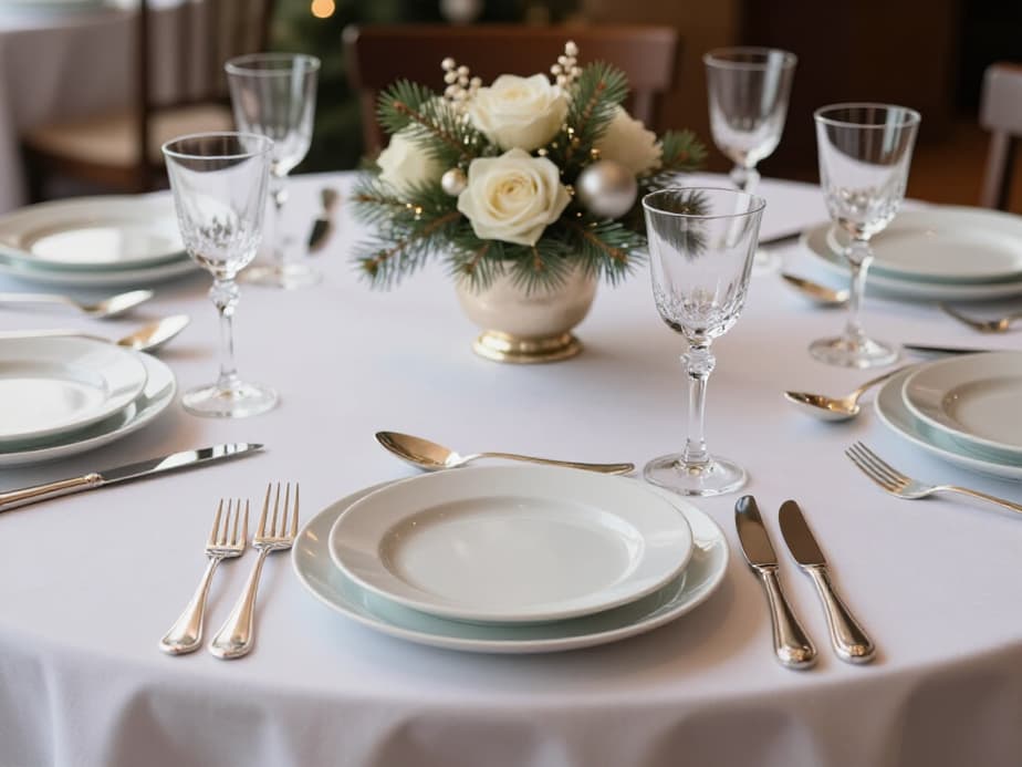Premier holiday event venue in San Francisco, Beluga Banquet Hall, beautifully decorated for a festive celebration. Elegant setting with ample space for guests and live entertainment.