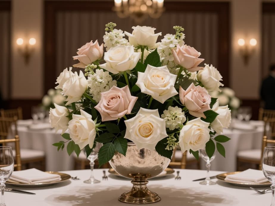 Luxurious banquet hall transformed with specialty event decor for an unforgettable celebration in San Francisco. Custom event decoration for weddings, corporate functions, and private parties.